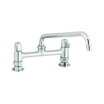 T&S Equip 8" Deck Mount Faucet Lever Handles 10" Swing Nozzle & 1/2" NPT Supply Nipple Kit 5F-8DLS10