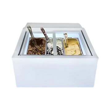 CN UNITED Table Top Ice Cream (White) Showcase, 3*1/3 GN PAN -Sliding Door CN-TICS-W/S.3P