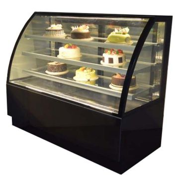 SOLID COOL 6' CAKE SHOWCASE CURVE (3 TIER) - BLACK MARBLE (1800 x 700 x 1300 MM) SC1800-CR3BK